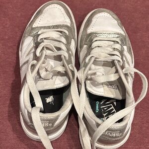 Vans children’s Metallic Silver and White Sneakers